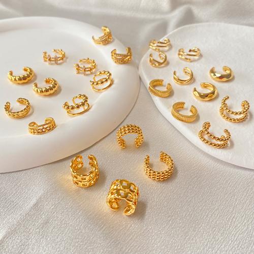 Brass Earring Clip, 18K gold plated, fashion jewelry & different styles for choice & for woman, nickel, lead & cadmium free, Sold By Pair
