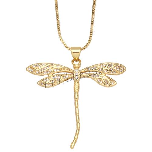 Cubic Zircon Micro Pave Brass Necklace, with 1.97 extender chain, gold color plated, different styles for choice & micro pave cubic zirconia, golden, nickel, lead & cadmium free, 44.50x40mm, Length:16.93 Inch, Sold By PC