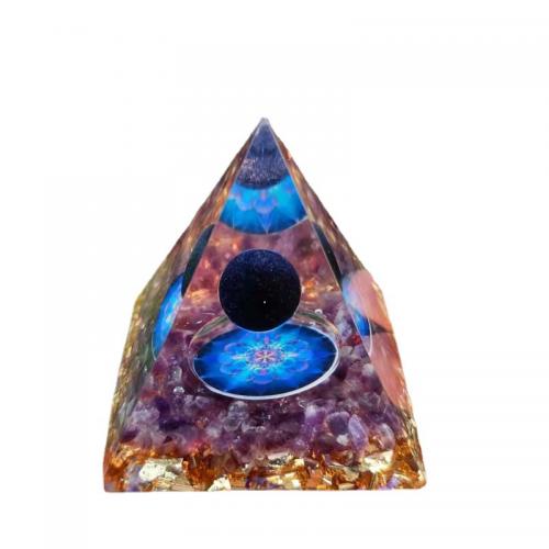 Resina sintética Decoração Pyramid, with misto de pedras semi-preciosas, Piramidal, Adesivo Epóxi, tamanho diferente para a escolha, vendido por PC