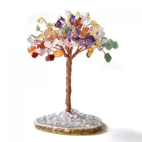 misto de pedras semi-preciosas Decoração de árvore rica, with liga de zinco, materiais diferentes para a escolha, vendido por PC