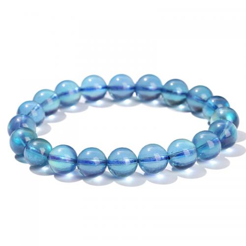 Aquamarine Bracelet, Round, handmade, Unisex & different size for choice, Length:Approx 6-7.5 Inch, Sold By PC