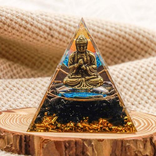 Синтетическая смола Пирамида украшения, с Полудрагоценный камень, пирамида, эпоксидная смола, разный размер для выбора & разные стили для выбора, продается PC