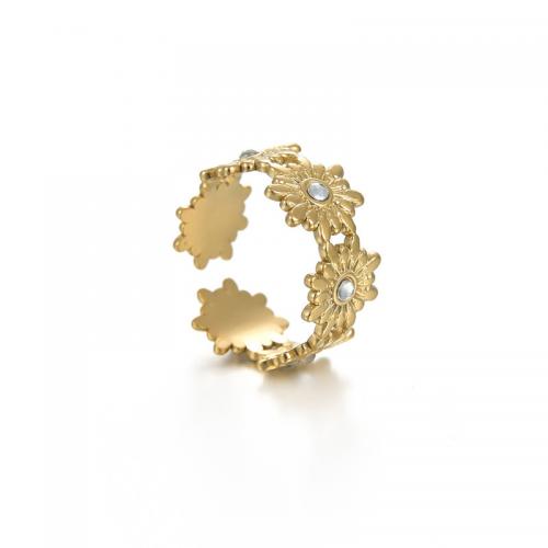 Edelstahl Ringe, 304 Edelstahl, 14 K vergoldet, Modeschmuck & für Frau & mit Strass, frei von Nickel, Blei & Kadmium, verkauft von PC
