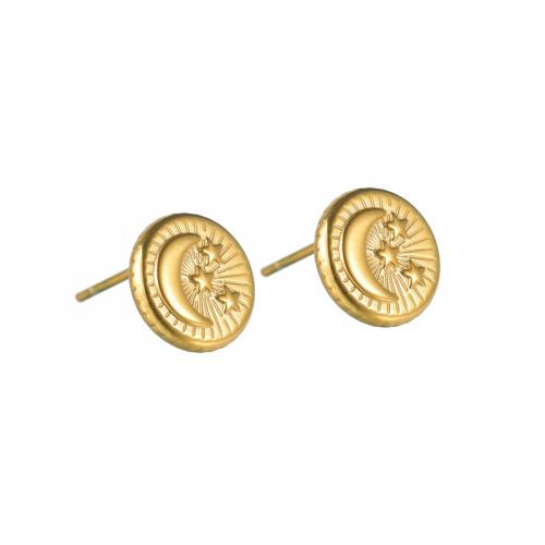 Titanium Steel  Earring 18K gold plated fashion jewelry & for woman nickel lead & cadmium free Sold By Pair
