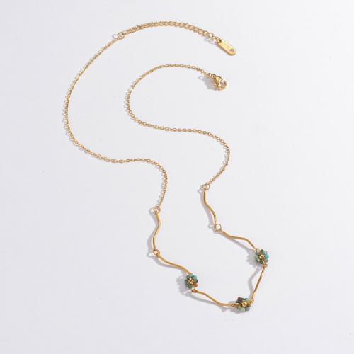Titanstahl Halskette, mit Acryl, mit Verlängerungskettchen von 5cm, Blume, 18K vergoldet, Modeschmuck & für Frau, frei von Nickel, Blei & Kadmium, Länge:ca. 42 cm, verkauft von PC