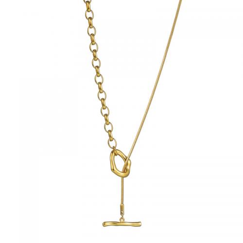 Pullover Kette Halskette, Titanstahl, 18K vergoldet, Modeschmuck & für Frau, frei von Nickel, Blei & Kadmium, Länge:ca. 83 cm, verkauft von PC