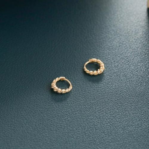 925 فضة أقراط هوب, فضة 925, 14K مطلية بالذهب, مجوهرات الموضة & للمرأة, النيكل والرصاص والكادميوم الحرة, 10mm, تباع بواسطة زوج