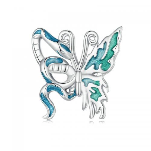 925 Sterling Silver Beads Butterfly DIY & enamel nickel lead & cadmium free Sold By PC