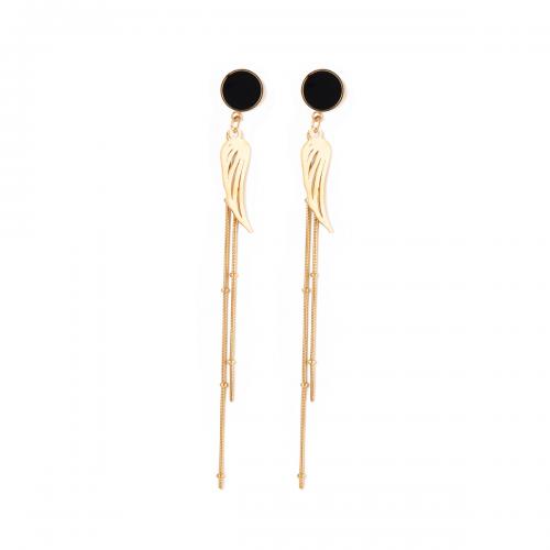 Fashion Fringe Earrings 304 Stainless Steel fashion jewelry & for woman golden 96mm Sold By Pair