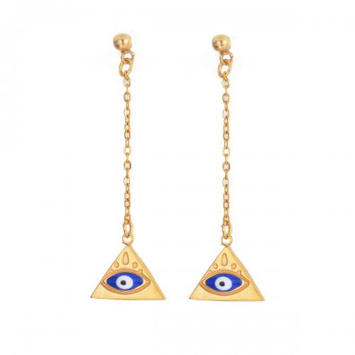 Stainless Steel Drop Earring 304 Stainless Steel Triangle fashion jewelry & for woman & enamel golden Sold By Pair