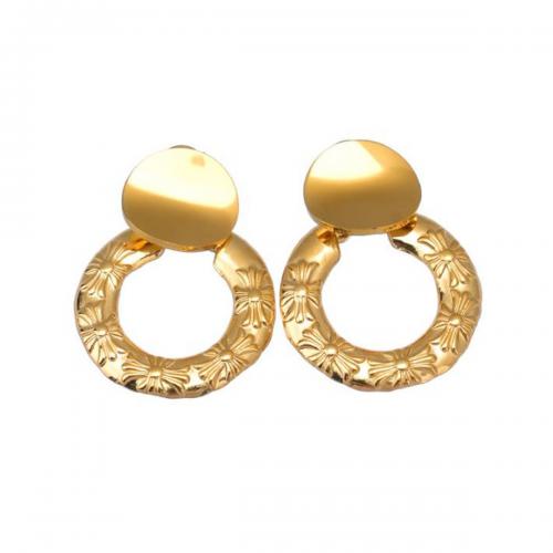 Boucle d'oreille de gaujon en acier inoxydable, Acier inoxydable 304, bijoux de mode & pour femme, doré, 24x35mm, Vendu par paire