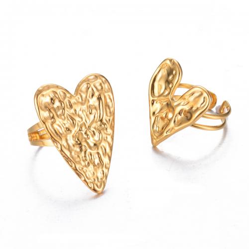 Rostfritt stål Fingerringar, 304 rostfritt stål, Hjärta, mode smycken & Unisex & olika stilar för val, gyllene, Säljs av PC