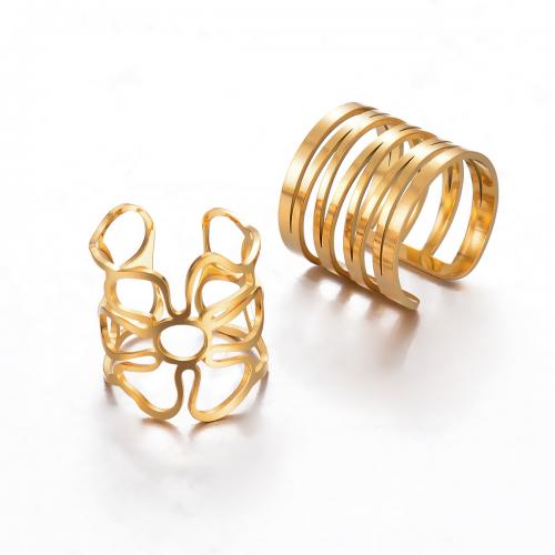 Rostfritt stål Fingerringar, 304 rostfritt stål, 18K guldpläterad, mode smycken & Unisex & olika stilar för val, gyllene, Säljs av PC