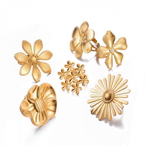 Rostfritt stål Fingerringar, 304 rostfritt stål, mode smycken & olika stilar för val & för kvinna, gyllene, Säljs av PC