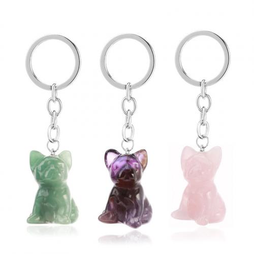 Bag Purse Charms Keyrings Keychains Gemstone with Brass Dog Sold By PC