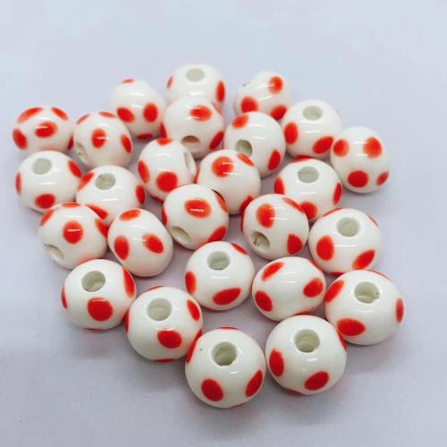 Contas de joias de porcelana, futebol, DIY, Mais cores pare escolha, 12x9mm, Buraco:Aprox 3.5mm, Aprox 100PCs/Bag, vendido por Bag