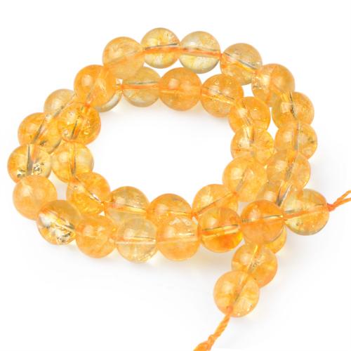 Natürlicher Citrin Perlen, Gelbquarz Perlen, rund, DIY & verschiedene Größen vorhanden, gelb, verkauft per ca. 38 cm Strang