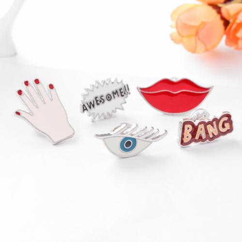 Zinc Alloy Brooches silver color plated DIY & enamel Sold By PC