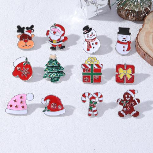 Christmas Brooches Zinc Alloy gold color plated Christmas Design & enamel nickel lead & cadmium free Sold By PC