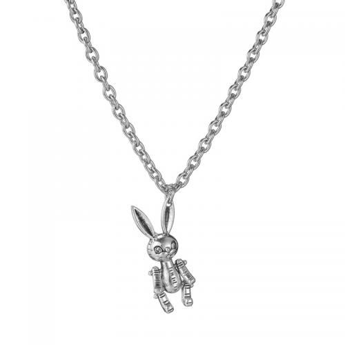 Stainless Steel Sweater Chain Necklace, 304 Stainless Steel, with 5cm extender chain, Rabbit, polished, fashion jewelry & for woman, original color, nickel, lead & cadmium free, Pendant:4cm, Length:Approx 51 cm, Sold By PC