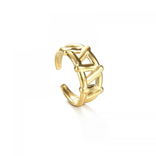 Titanium Steel Finger Ring, 14K gold plated, fashion jewelry & for woman & hollow, nickel, lead & cadmium free, Sold By PC