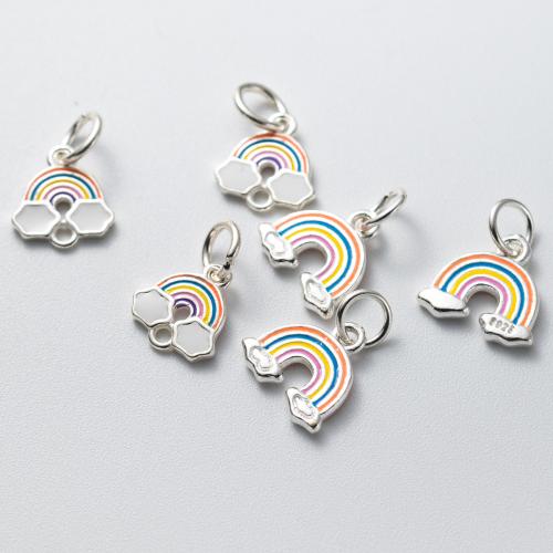 925 Sterling Silver Pendant, Rainbow, plated, DIY & different styles for choice & epoxy gel, silver color, Sold By PC