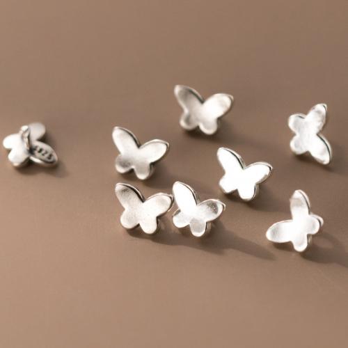 Perles en argent sterling 925, papillon, DIY, plus de couleurs à choisir, 7x5x4mm, Trou:Environ 1.3mm, Vendu par PC