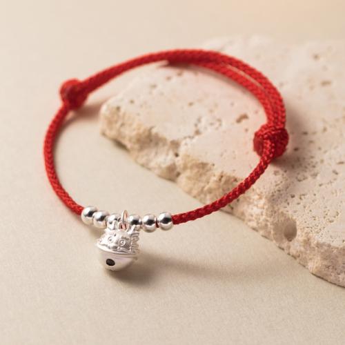 925 Sterling Silver Bangle Bracelet with Wax Cord handmade for woman red Approx 1.9mm Length Approx 21 cm Sold By PC