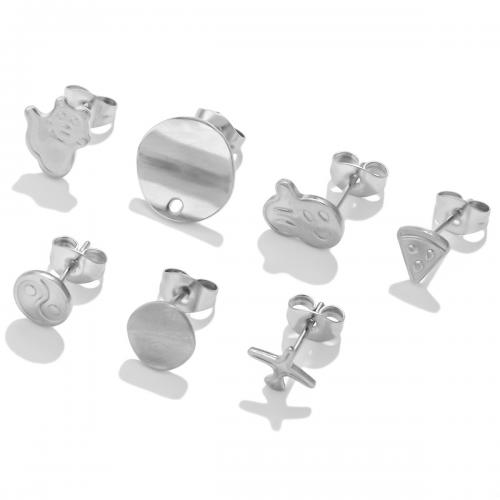 Stainless Steel Stud Earrings, 304 Stainless Steel, DIY & different styles for choice, more colors for choice, nickel, lead & cadmium free, 10PCs/Bag, Sold By Bag