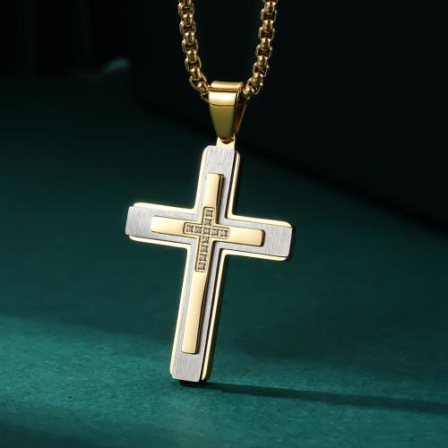 Stainless Steel Cross Pendants, 304 Stainless Steel, with Rhinestone, DIY & with rhinestone, more colors for choice, nickel, lead & cadmium free, 43.50x29mm, Sold By PC