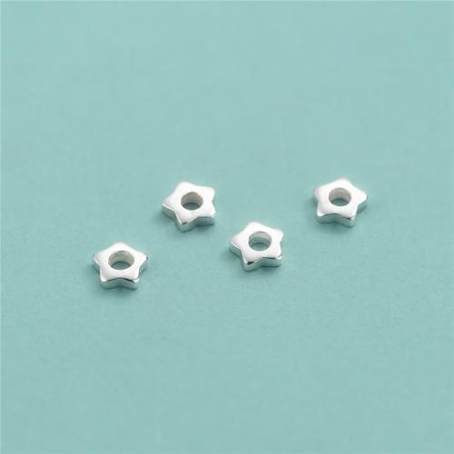 Gasket, 925 Sterling Silver, Star, DIY, silver color, 2.50x0.65mm, Hole:Approx 1mm, Sold By PC