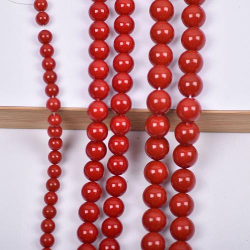 Glas perle perler, Glass Pearl, Runde, du kan DIY & forskellig størrelse for valg, rød, Solgt Per Ca. 40 cm Strand