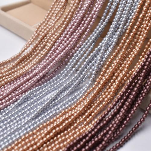 Glass Pearl Beads, Round, DIY, more colors for choice, 3mm, Approx 130PCs/Strand, Sold By Strand