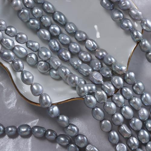 Perlas Arroz Freshwater, Perlas cultivadas de agua dulce, Bricolaje, gris, Length about 8-9mm,Hight about 10mm, Vendido para aproximado 35 cm Sarta