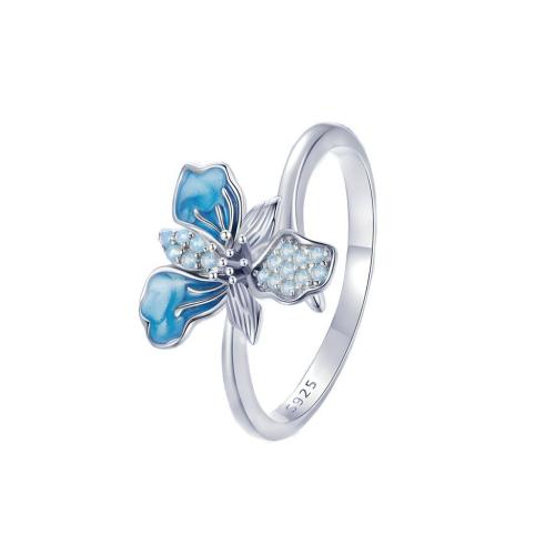 925 Sterling Silver Finger Rings, with Opal, Fleur-de-lis, fashion jewelry & for woman & enamel, nickel, lead & cadmium free, US Ring Size:8, Sold By PC