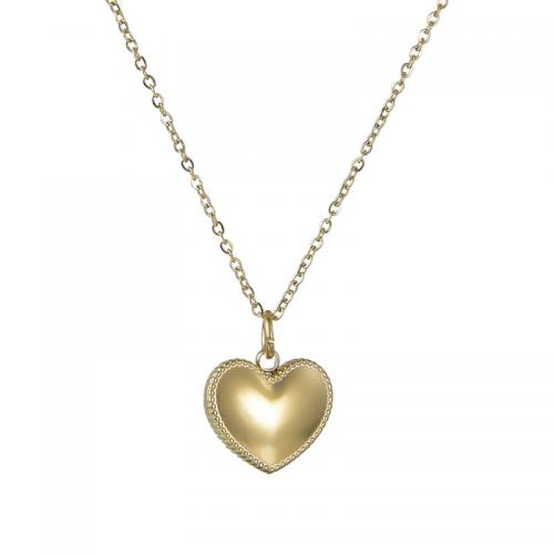 Stainless Steel Jewelry Necklace, 304 Stainless Steel, with 5cm extender chain, Heart, 18K gold plated, fashion jewelry & for woman, nickel, lead & cadmium free, Length:Approx 45 cm, Sold By PC