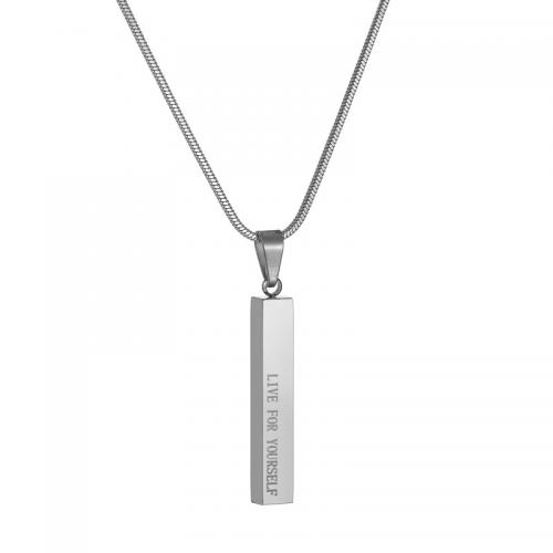 Stainless Steel Jewelry Necklace 304 Stainless Steel with 5cm extender chain Rectangle polished fashion jewelry & laser pattern & for woman nickel lead & cadmium free Length Approx 50 cm Sold By PC