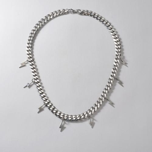 Stainless Steel Chain Sweter Naszyjnik, Stal nierdzewna 304, Symbol błyskawicy, obyty, biżuteria moda & dla kobiety, bez zawartości niklu, ołowiu i kadmu, długość około 51 cm, sprzedane przez PC