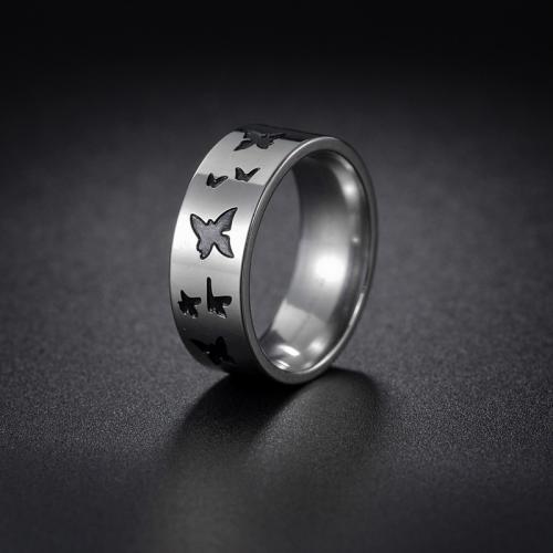 Enamel Stainless Steel Finger Ring 304 Stainless Steel polished fashion jewelry & for man nickel lead & cadmium free Sold By PC