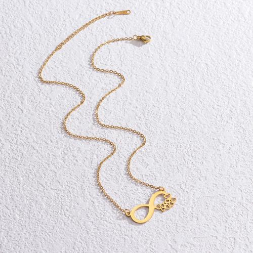 Titanstahl Halskette, mit Verlängerungskettchen von 5cm, Nummer 8, 18K vergoldet, Modeschmuck & für Frau, frei von Nickel, Blei & Kadmium, Länge:ca. 43 cm, verkauft von PC