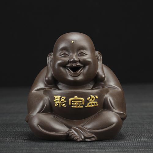 Backflow Incense Burner, Purple Clay, Buddha, handmade, for home and office & durable, nickel, lead & cadmium free, 116x116x118mm, Sold By PC