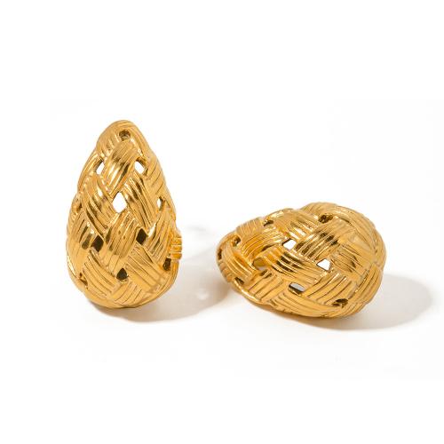 Edelstahl Ohrringe, 304 Edelstahl, 18K vergoldet, Modeschmuck & für Frau, goldfarben, 32.10x20mm, verkauft von Paar