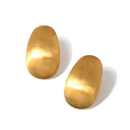 Brincos de garanhão de aço inoxidável, Aço inoxidável 304, 18K banhado a ouro, joias de moda & para mulher, dourado, 33x19.60mm, vendido por par
