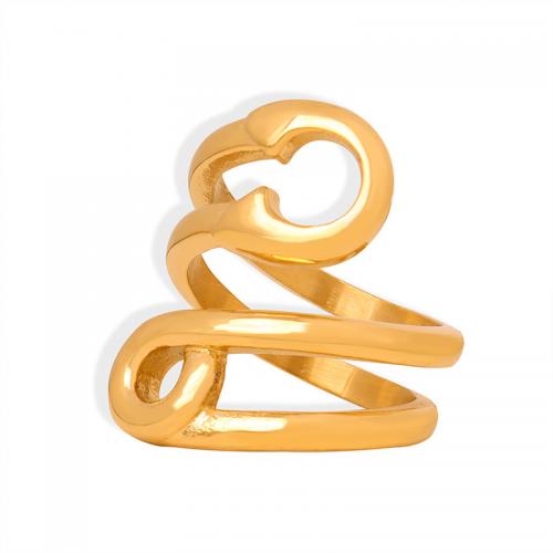 Titanium Steel Finger Ring, 18K gold plated, fashion jewelry & for woman, golden, width 25mm, US Ring Size:7, Sold By PC