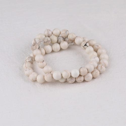 Türkis Perlen, Magnesit, rund, DIY & verschiedene Größen vorhanden, weiß, verkauft per ca. 38 cm Strang