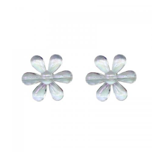 Hair Accessories DIY Findings, Acrylic, Flower, clear, 31x31mm, Approx 200PCs/Bag, Sold By Bag
