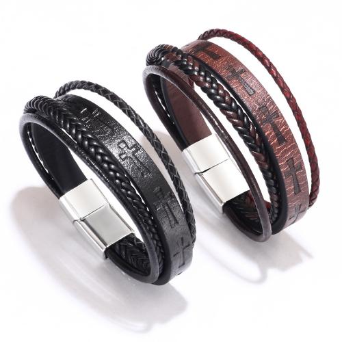 PU Leather Cord Bracelets Zinc Alloy with PU Leather 12 Signs of the Zodiac plated three layers & for man nickel lead & cadmium free Sold By PC