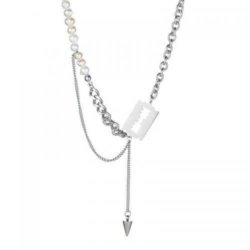 Edelstahl Schmuck Halskette, 304 Edelstahl, poliert, Modeschmuck & für Frau, originale Farbe, frei von Nickel, Blei & Kadmium, Länge:ca. 36 cm, verkauft von PC