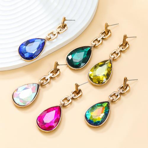 Tibetan Style Stud Earring, Teardrop, fashion jewelry & for woman & with rhinestone, more colors for choice, nickel, lead & cadmium free, 67x22mm, Sold By Pair