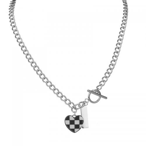 Edelstahl Schmuck Halskette, 304 Edelstahl, poliert, Modeschmuck & für Frau & Emaille, originale Farbe, frei von Nickel, Blei & Kadmium, Länge:ca. 48 cm, verkauft von PC